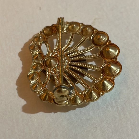 VINTAGE ENAMEL fraternity PIN/BROOCH W/ AB RHINESTONES GOLD TONE - Picture 5 of 6